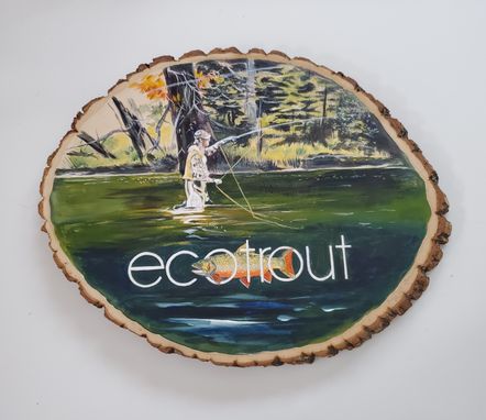 Custom Made Custom Painting On Rustic Live Edge Basswood Slice For Father's Day!
