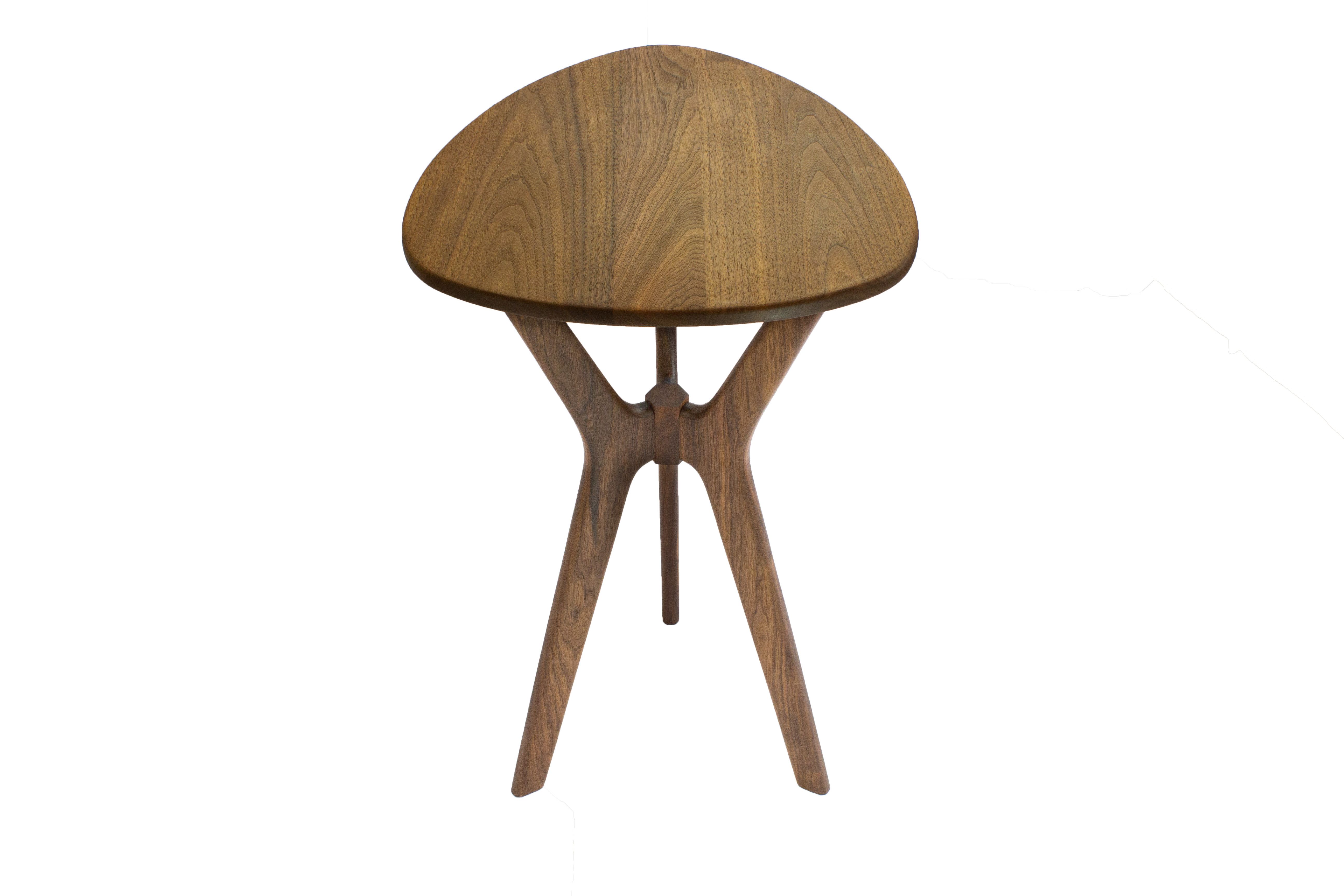 Custom Morello Guitar Pick Side Table In Walnut by Daniel Anderson