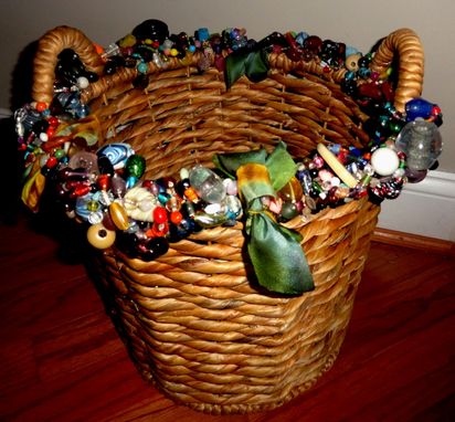 Custom Made Storage/Laundry/Waste Beaded Basket