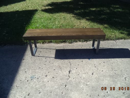 Custom Made 4' Wooden Bench With Steel Legs In A Farmhouse Style