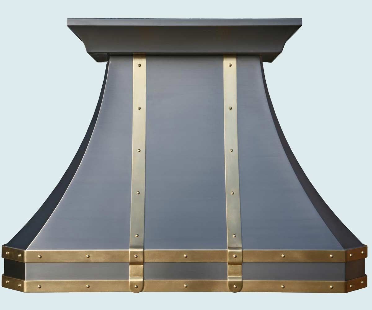Hand Crafted Stainless Range Hood Brass Straps & Rivets by Handcrafted