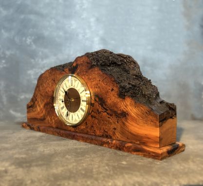 Custom Made Cherry Burl Mantle Clock – Live Edge, Rustic