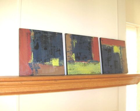 Custom Made Original Abstract Paintings On Canvas Triptych In Earthtones