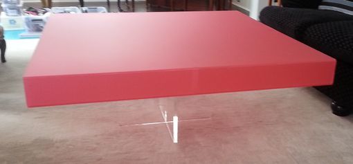 Custom Made Acrylic Coffee Table - "X" Based With Custom Colored Square Top - Hand Crafted And Made To Order
