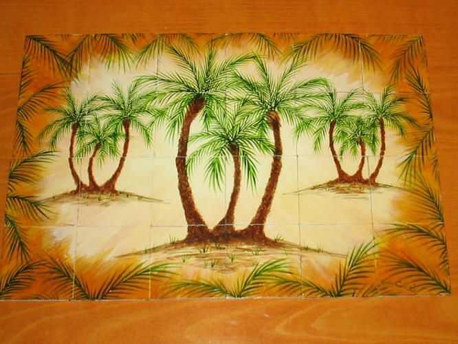 Handmade Palm Tree Tile Murals by Kl Tile Murals