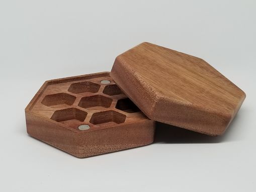 Custom Made African Mahogany "Honeycomb" Hexagonal Hardwood Dice Box For Polyhedral Dice