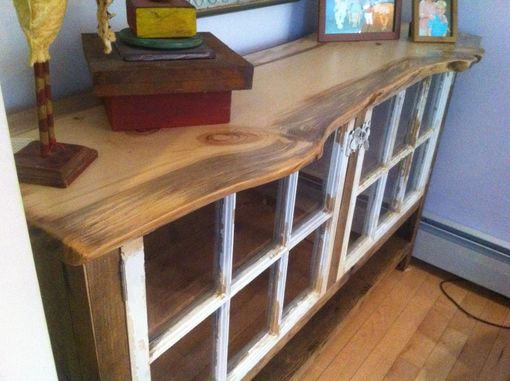 Custom Made Reclaimed Wood Sideboard With Recycled Windows