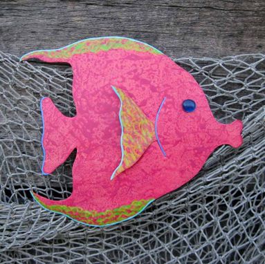Custom Made Handmade Upcycled Metal Red Tropical Fish Wall Art Sculpture