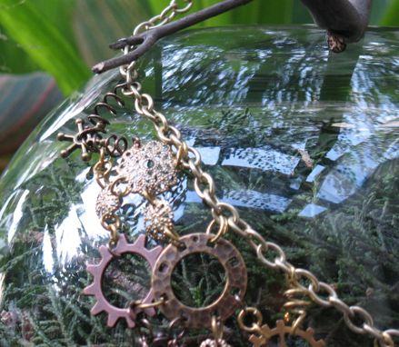 Custom Made Jewelry: Steampunk Necklace: Mechanical Lacework In Copper Tones