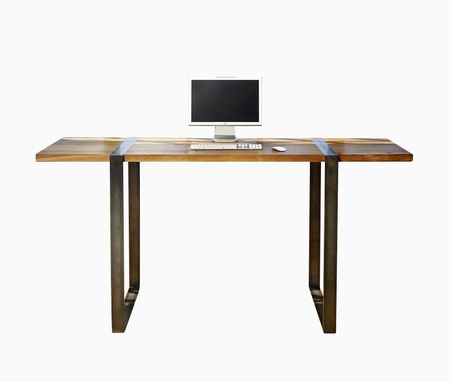 Custom Made Walnut And Steel Standing Work Desk