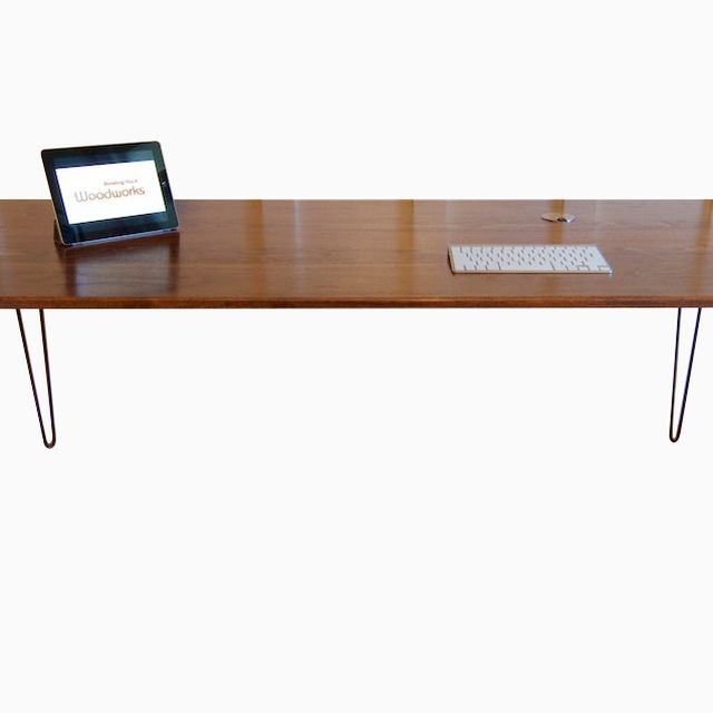 Handmade Mid Century Modern Desk With Stainless Steel Grommets Handmade Mid Century Modern Desk With Stainless Steel Grommets Made To Order From Blowing Rock Woodworks Custommade Com