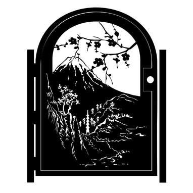 Custom Made Decorative Steel Gate - Japanese Water Garden - Japanese Watercolor Gate - Custom Garden Gate