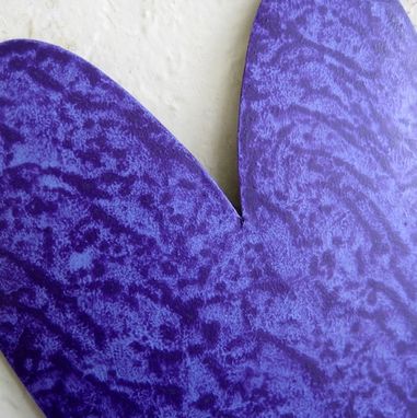 Custom Made Handmade Upcycled Metal Valentine's Heart Wall Decor In Bluish Purple
