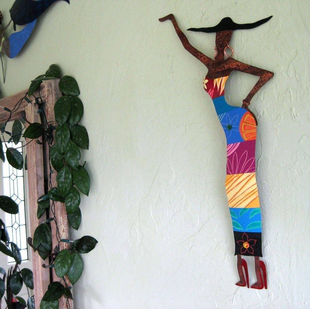 Hand Made Handmade Upcycled Metal Exotic African Lady Wall Art