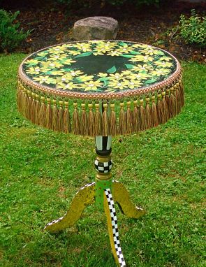 Custom Made Whimsical Painted Table, Pedestal Table, Painted Furniture, Alice In Wonderland Furniture