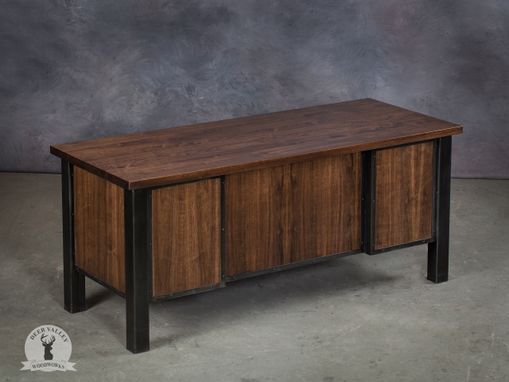 Custom Made Walnut Executive Desk, Modern Office Desk, Industrial Desk