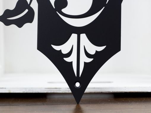 Custom Made Vertical Metal House Number Sign, Vines, 5 Digit - Matte Black Shown