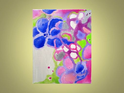 Custom Made Original Abstract Flowers Valentines Day Gift Painting 8"X10" Purple Pink Green Cream