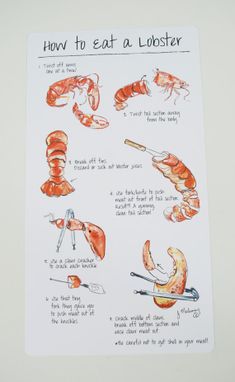 Custom Made Table Cards : How To Eat A Lobster  For You Next Lobster Bake