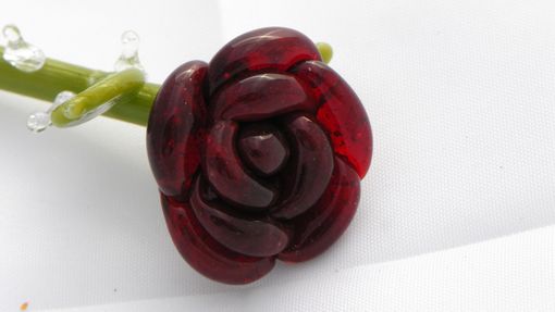 Custom Made Dark Red Glass Rose Ornament