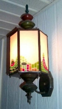 Custom Made "Gaudi" - Fused Glass Panels For Wall Lantern