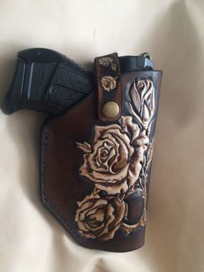 Custom Made Ladies Leather Ivory Roses Leather Holster For A Small Compact