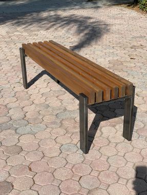 Custom Made Metal And Cedar Wood Bench