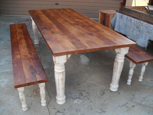 Custom Made Table And 2 Benches Custom Made From Reclaimed Wood