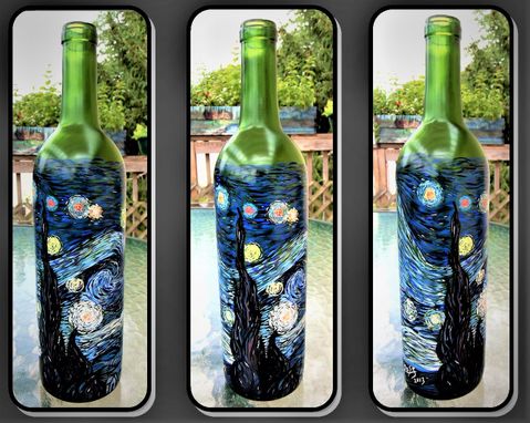 Custom Made Painted Wind Bottle, Hand Painted, Wine Bottle, Decorative Bottles
