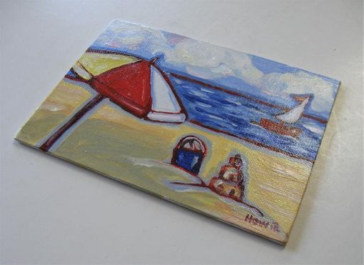 Custom Made Original Acrylic Impressionist Beach Painting, 7" X 5"