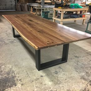 Handmade Birch And Steel Trestle Dining Table By Higgins Fabrication The Goliath Live Edge Walnut Dining Table Draft By Keven Higgins