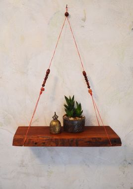 Custom Made Rustic Wood Hanging Shelf