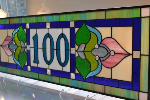 Custom Made Victorian Style Stained Glass Transom Window