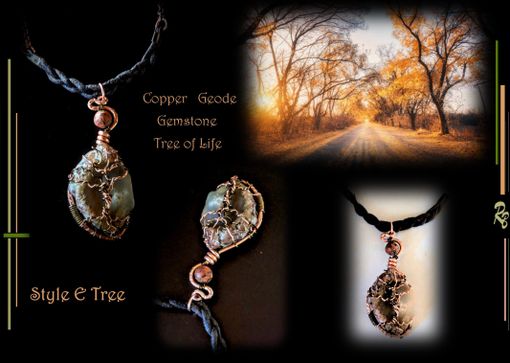 Custom Made Gemstone Healing, Necklace, Wife Gift, Copper, Sculptural, Tree Of Life, Gemstone Necklace