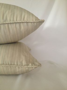 Custom Made Set Of 2: Light Mint, Brown, And Cream Silk Pillow Cover