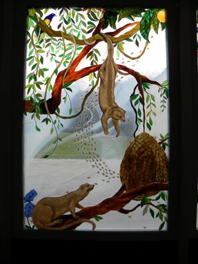 Custom Made Animals Of The Rainforest  Depicted In Laminated Art Glass