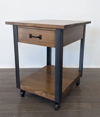 Custom Made Modern Rustic Industrial Reclaimed Wood End Table / Side Table / Nightstand / Night Stand