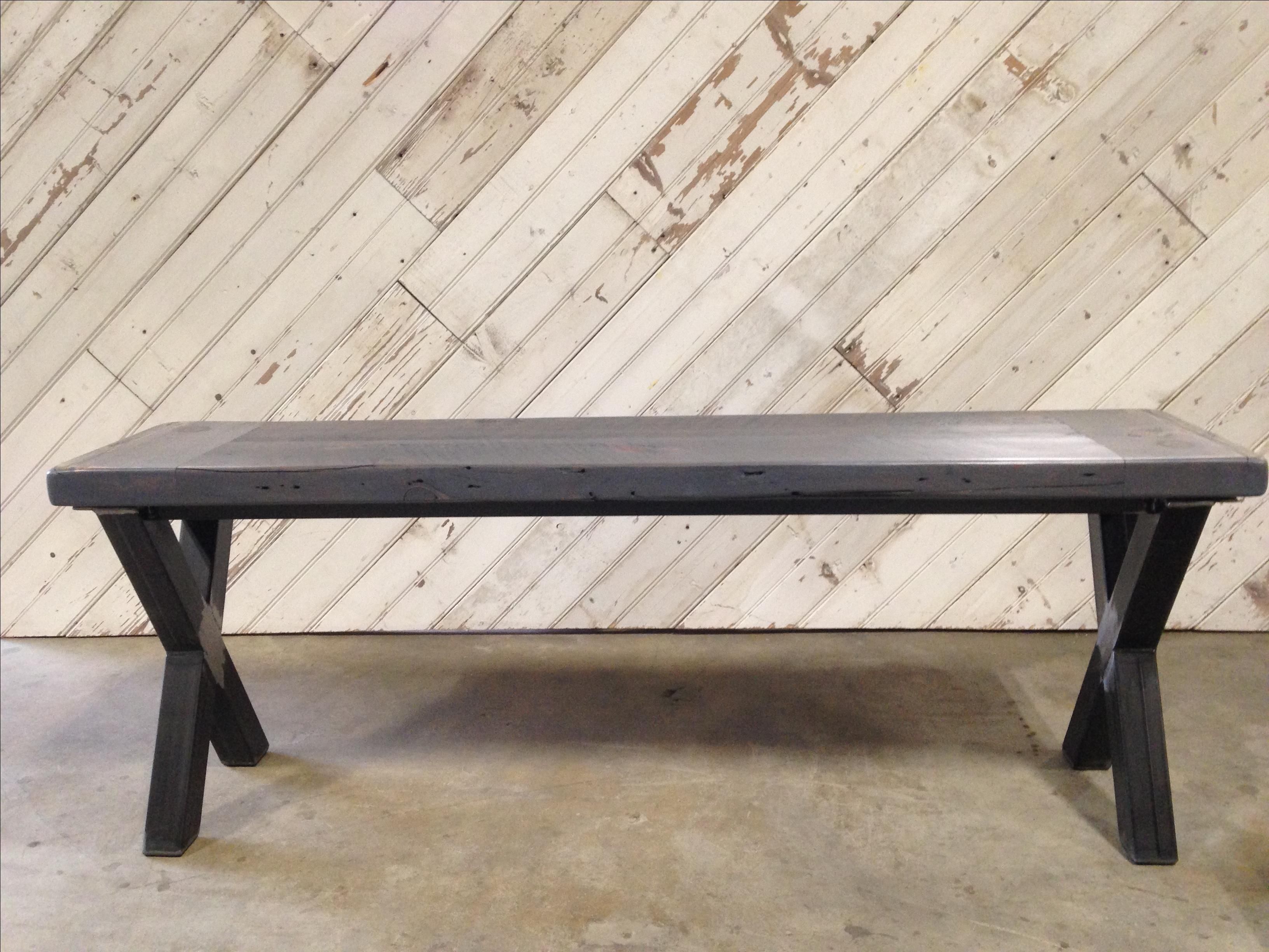 Hand Crafted Reclaimed Barn Wood Kitchen Table With Steel X Legs by KMR