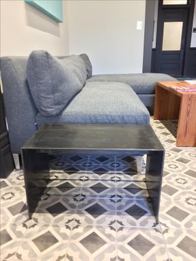 Custom Made Blued Steel End Table Or Coffee Table