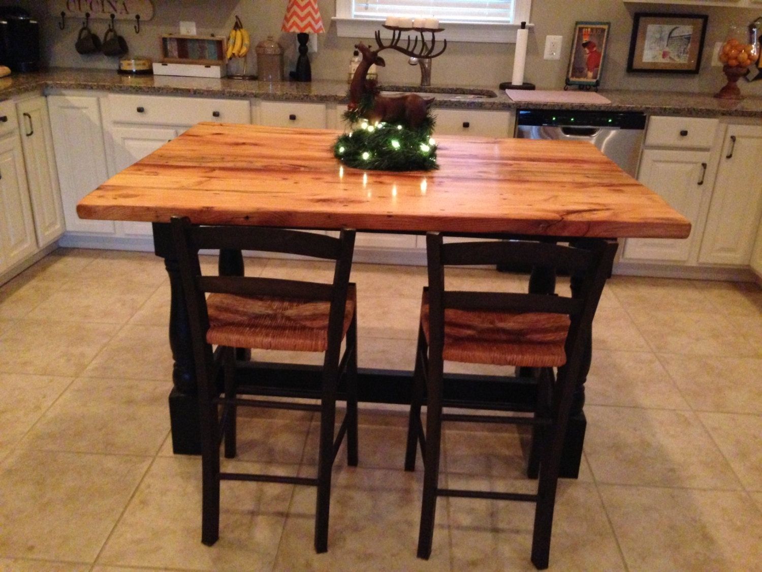 Buy Custom Harvest Style Kitchen Island Made From Reclaimed Hardwood