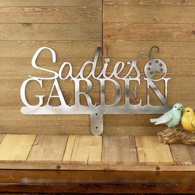 Custom Made Personalized Garden Name Metal Sign With Ladybug