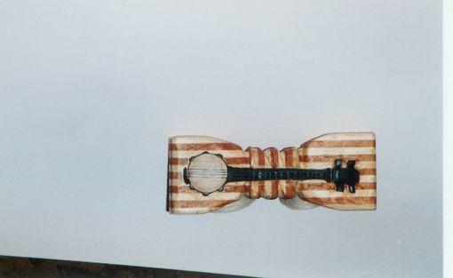 Custom Made Musical Bow Tie - Banjo - Striped Wood