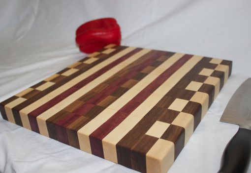 Custom Made Maple, Walnut, And Purpleheart Checkered Cutting Board