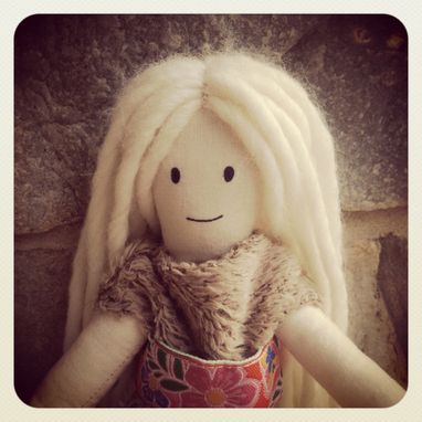 Custom Made Rag Doll /Organic Cotton Muslin /Plant Dyed /Up-Cycled /Vintage Clothing