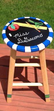 Custom Made Painted Teacher Themed Stool//Custom Painted Chair