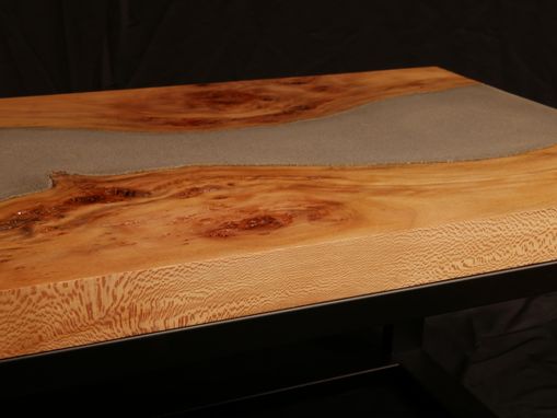 Custom Made Sycamore And Concrete River Coffee Table