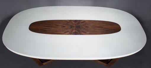 Custom Made Concrete And Walnut 'Super-Ellipse' Dining Table