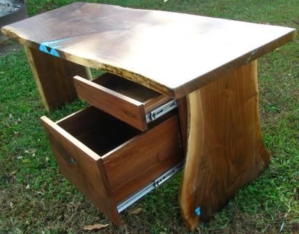 Custom Made Walnut Desk With File Drawer