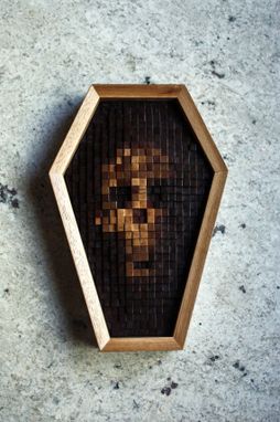 Custom Made The Pixelated Skull | Coffin | Walnut | Maple | Mahogany |