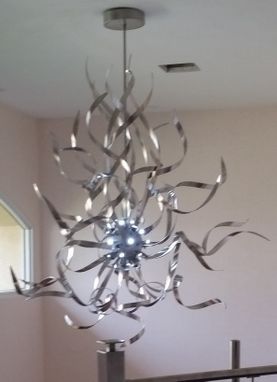 Custom Made Ball And Stainless Steel Ribbon Led Chandelier